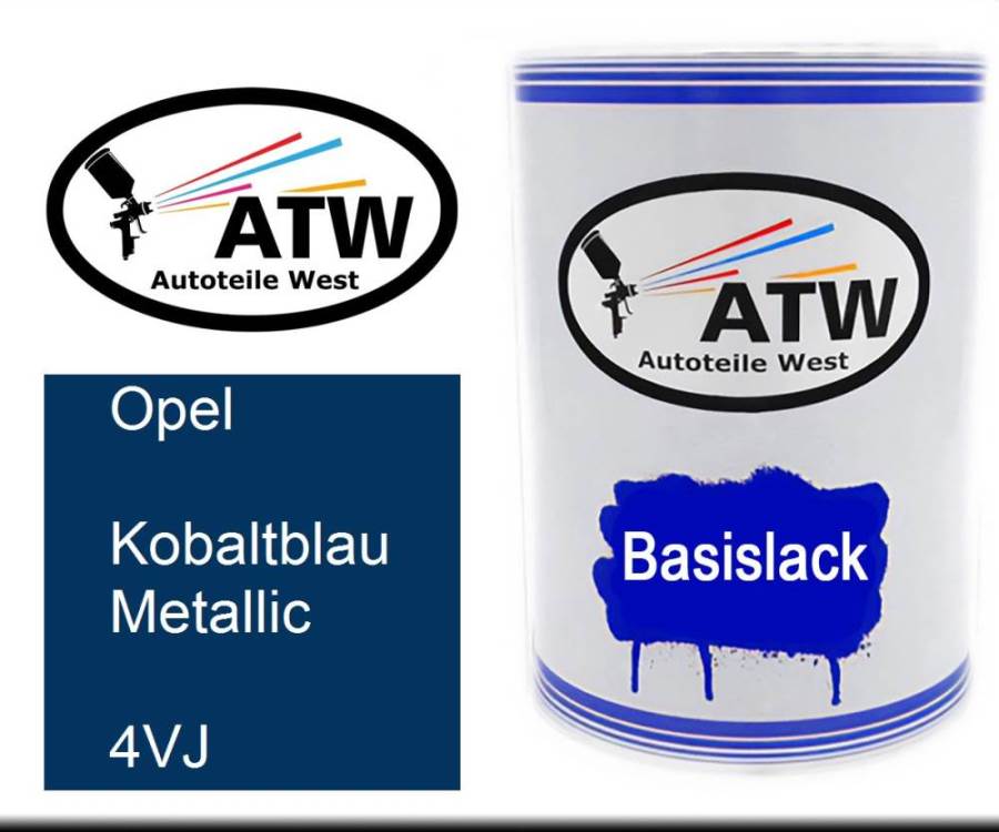 Opel, Kobaltblau Metallic, 4VJ: 500ml Lackdose, von ATW Autoteile West.
